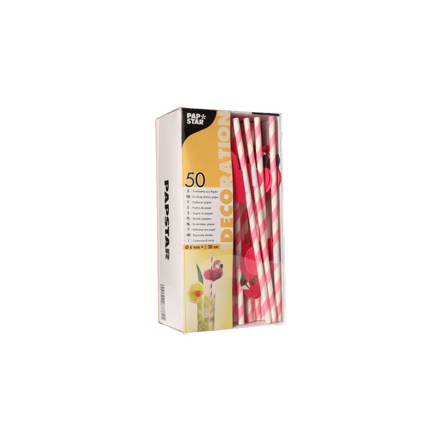 Papstar 87782 disposable drinking straws 50 pc(s) Pink, White – 3