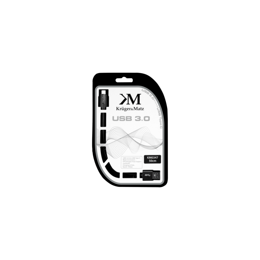 Kruger & Matz USB 3.0 - USB-C kabelis 0.5m