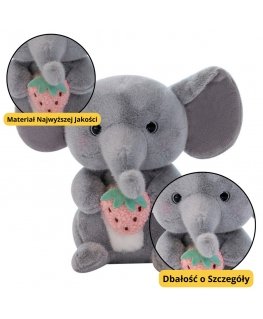 Lean Toys Pliušinis dramblys su braške, 23 cm