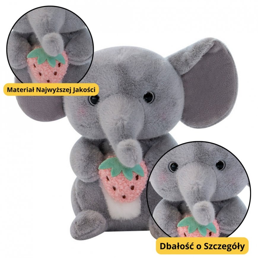 Lean Toys Pliušinis dramblys su braške, 23 cm