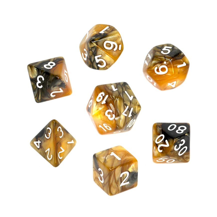REBEL RPG Dice Set - Two Colors - Black and Gold