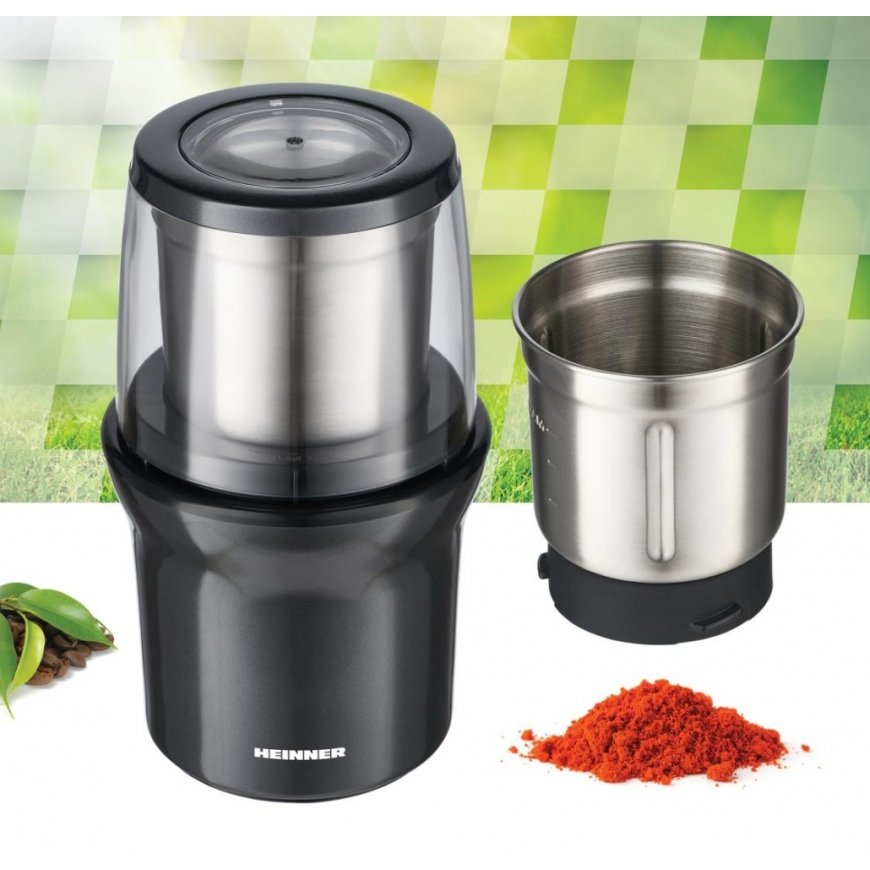 Heinner HCG-200DGIX2 kafijas dzirnaviņas 200 W Melns, Caurspīdīgs – 5