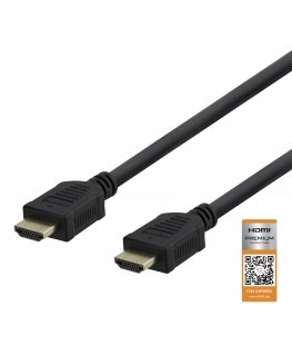 Deltaco Premium-sertifioitu nopea HDMI-kaapeli, 1 m, musta