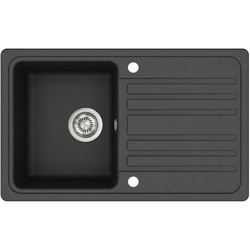 Compotexa Stone Composite Sink HELIKA Notus SQ101AW, Silicsana color: Black | Black metallic 601