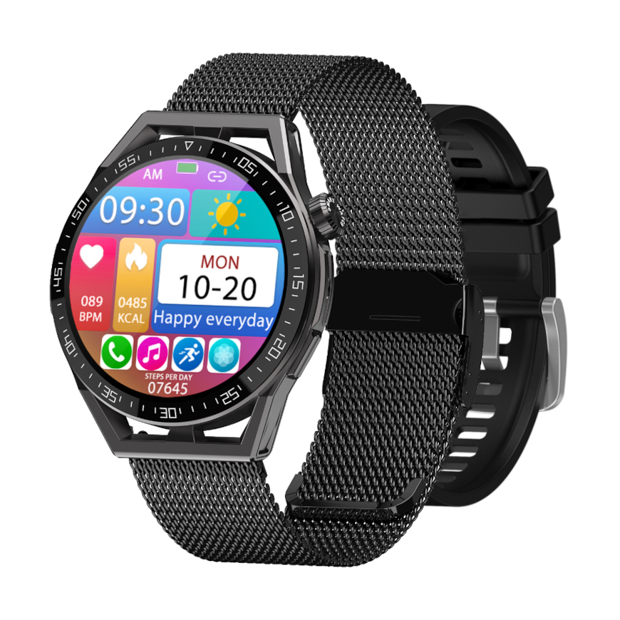 Rubicon RNCE88 Smartwatch, Black with Two Straps Included