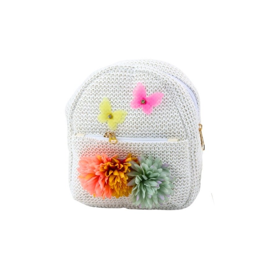 Lean Kids Backpack with Embroidered Butterflies and Flowers 2.5L 18x20x7 cm