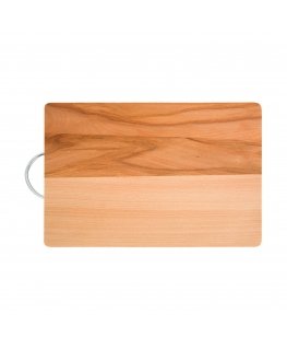 Wooden rectangular cutting board with metal handle Woody 30 x 20 cm DOMOTTI