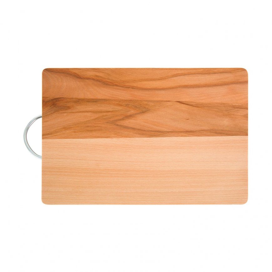 Medinė stačiakampė pjaustymo lentelė su metaline rankena Woody 30 x 20 cm DOMOTTI