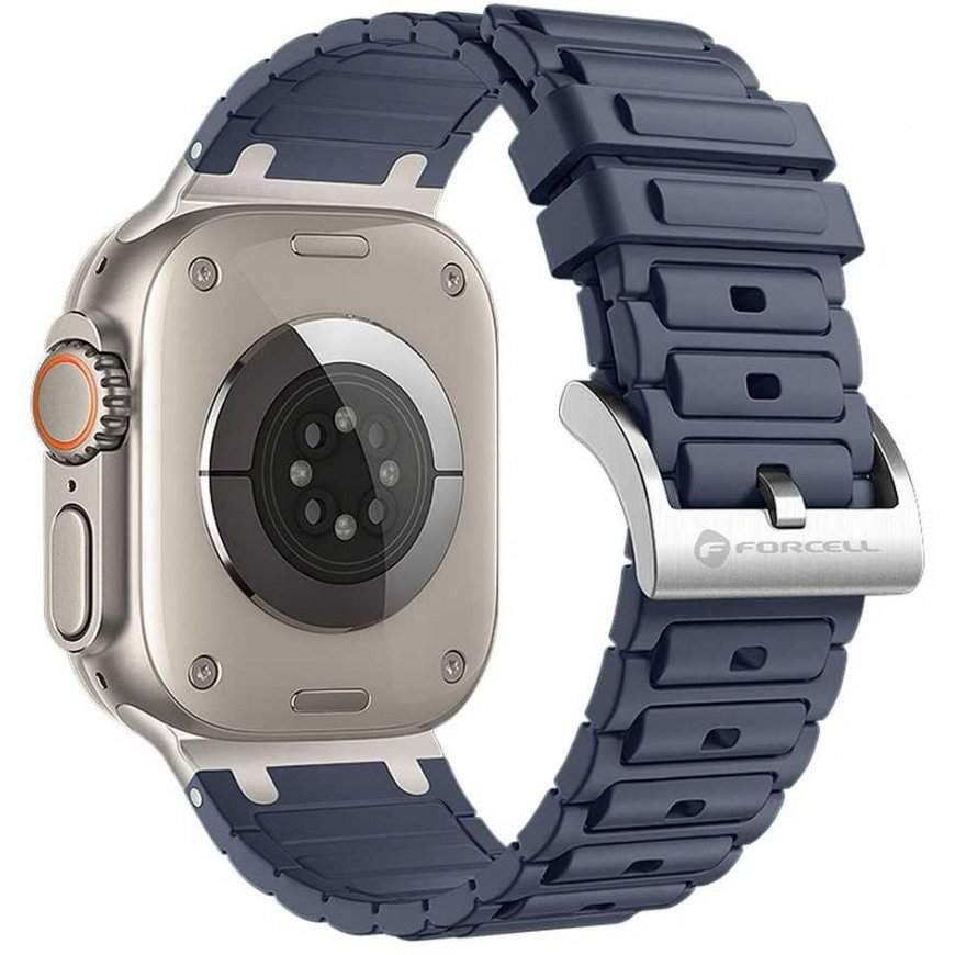 „Apple Watch“ dirželis Forcell F-Design FA06 silikoninis, su skylutėmis, 38 / 40 / 41 mm, mėlynas
