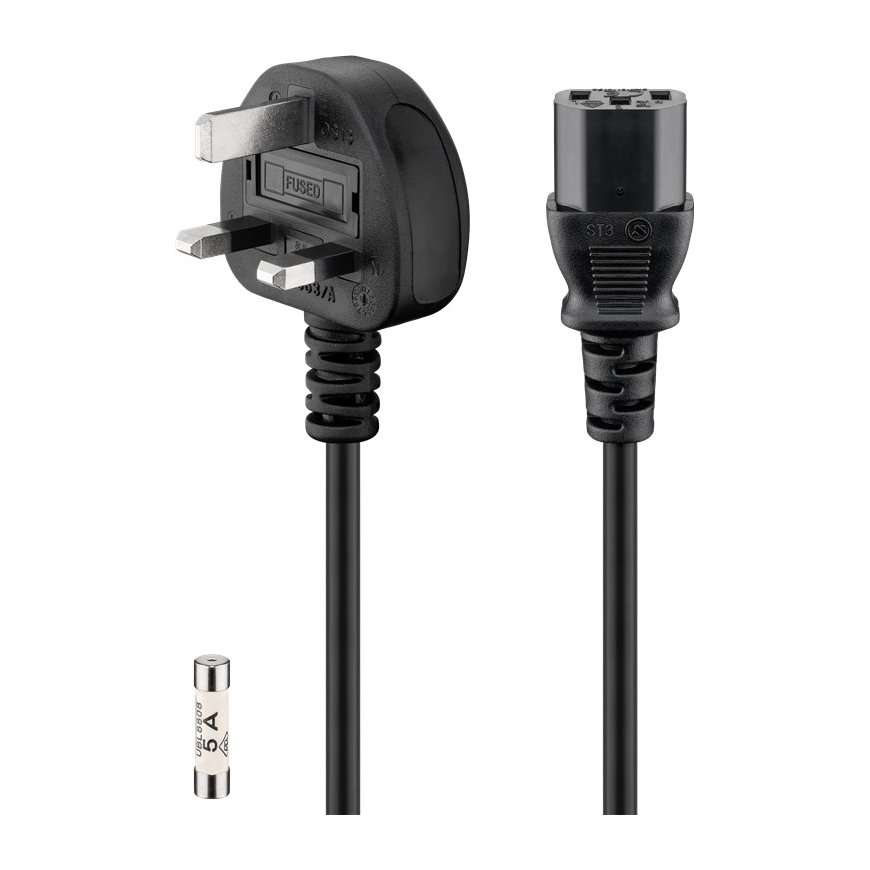 Goobay 45754 elektrības kabelis Melns 1,5 m G-veida elektrības spraudnis C13 uzmava