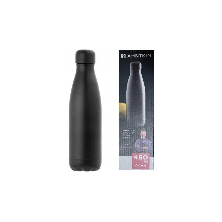 Termo pudele no nerūsējošā tērauda Camel melna matēta 480 ml AMBITION – 2