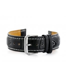 Pacific Leather Watch Band W102L Black/White - 18mm