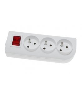 Elgotech Oem Pratęsimo lizdas x 3 su įžeminimu ir jungikliu baltas GN-30W