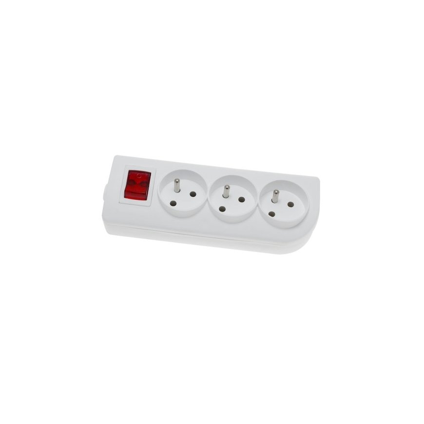 Elgotech OEM Extension Socket x 3 with Grounding and Switch White GN-30W