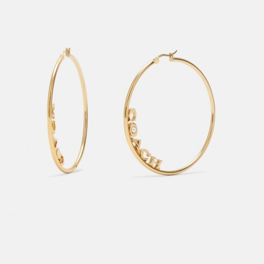 Coach Gold-plated brass hoop earrings 37408160GLD710
