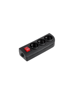 ELGOTECH Oem Extension Socket x 3 with Grounding and Switch Black GN-30W-2