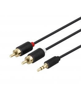 Deltaco 180003 garso kabelis 1 m RCA 3.5mm Juoda