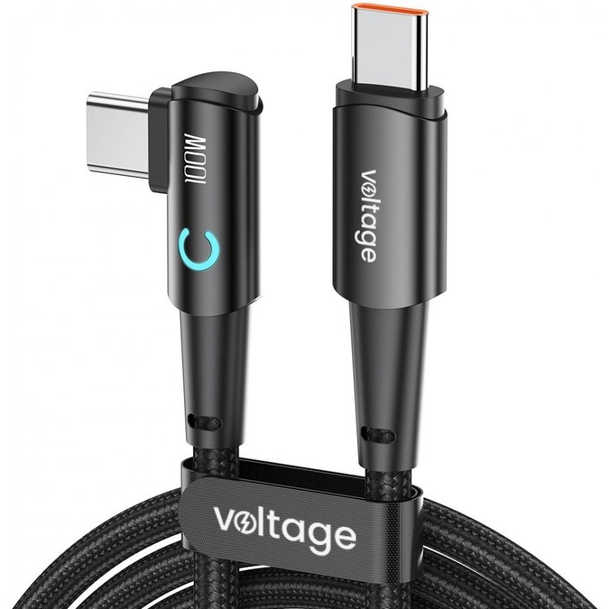 USB-C / USB-C right-angle cable Voltage PowerAngle 100W PD 100cm black