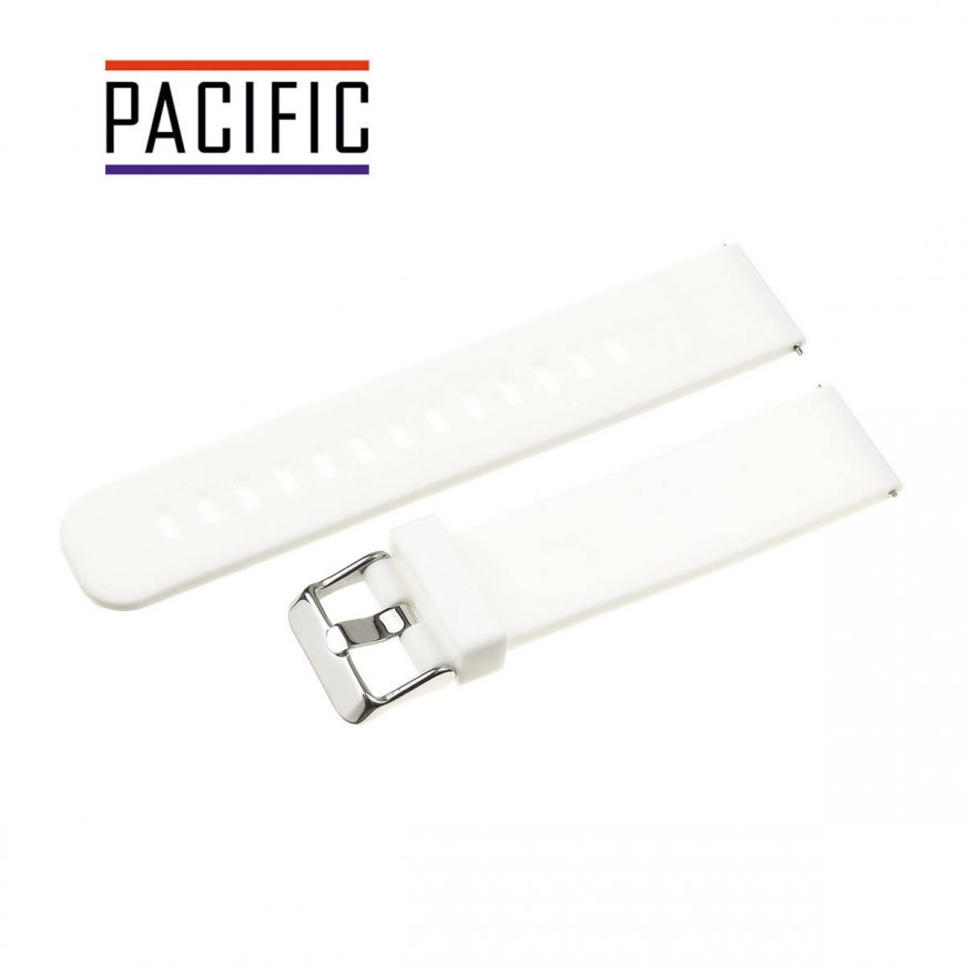 Pacific gumijas siksna pulkstenim U15 - balta/sudraba - 22mm