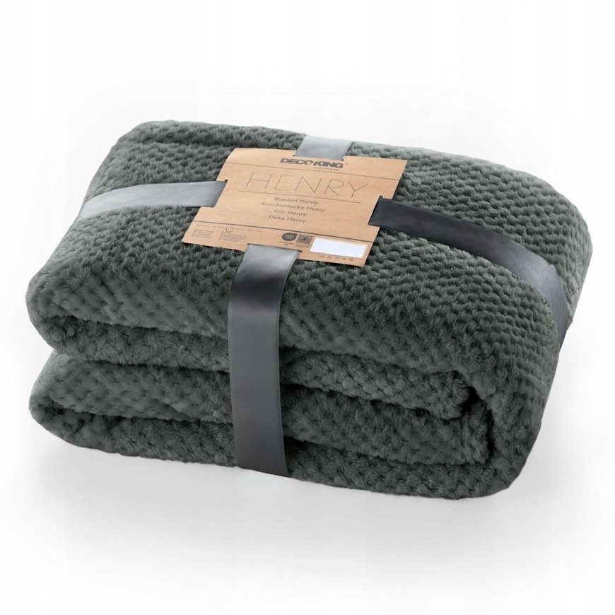 DecoKing Blanket HENRY GRAPHITE color with a textured tapestry pattern modern 70x150 – 2