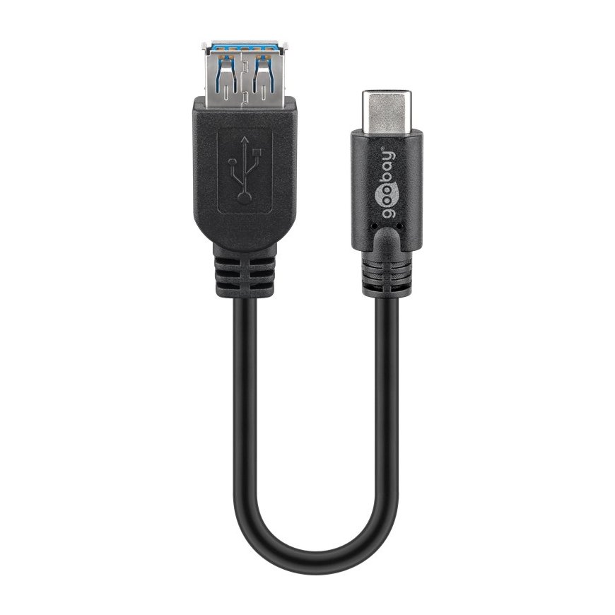 Goobay 67894 USB-kaapeli USB 3.2 Gen 1 (3.1 Gen 1) 0,2 m USB C USB A musta