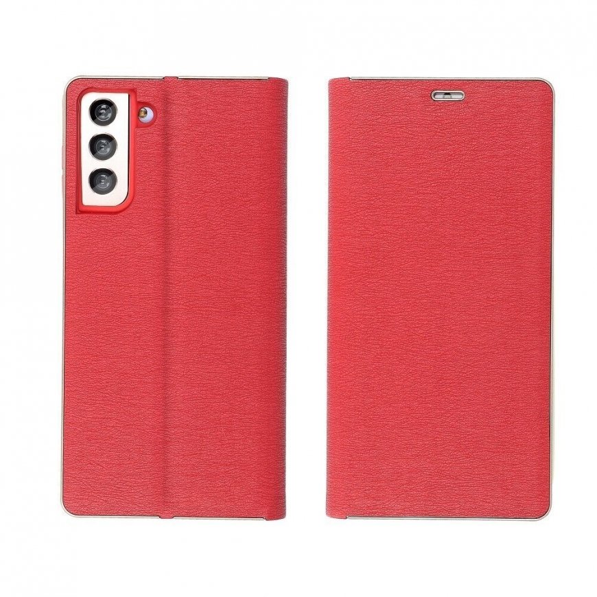 Oem LUNA Book Gold -kotelo Samsung Galaxy A22 5G:lle, punainen.