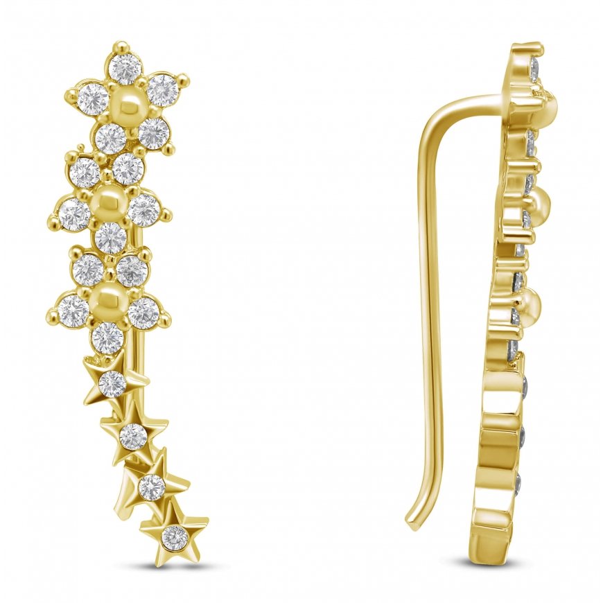 Troli Ilgas paauksuotas vienvietis auskaras su skaidriais cirkoniais VHLLE00669GW – 2