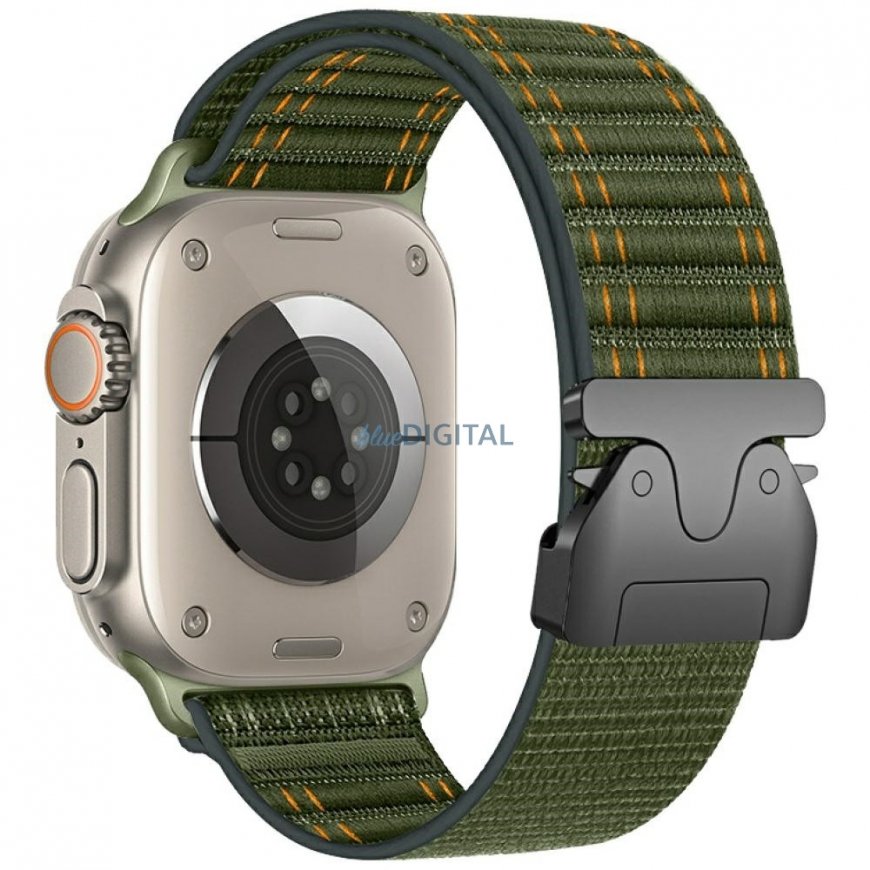 Beline Woven Nylon Diagonal Style Parachute apročs Apple Watch 42/44/45/49mm zaļā krāsā