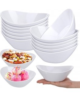 REGULAR set of 3 dip oval bowls 10 cm cream porcelain