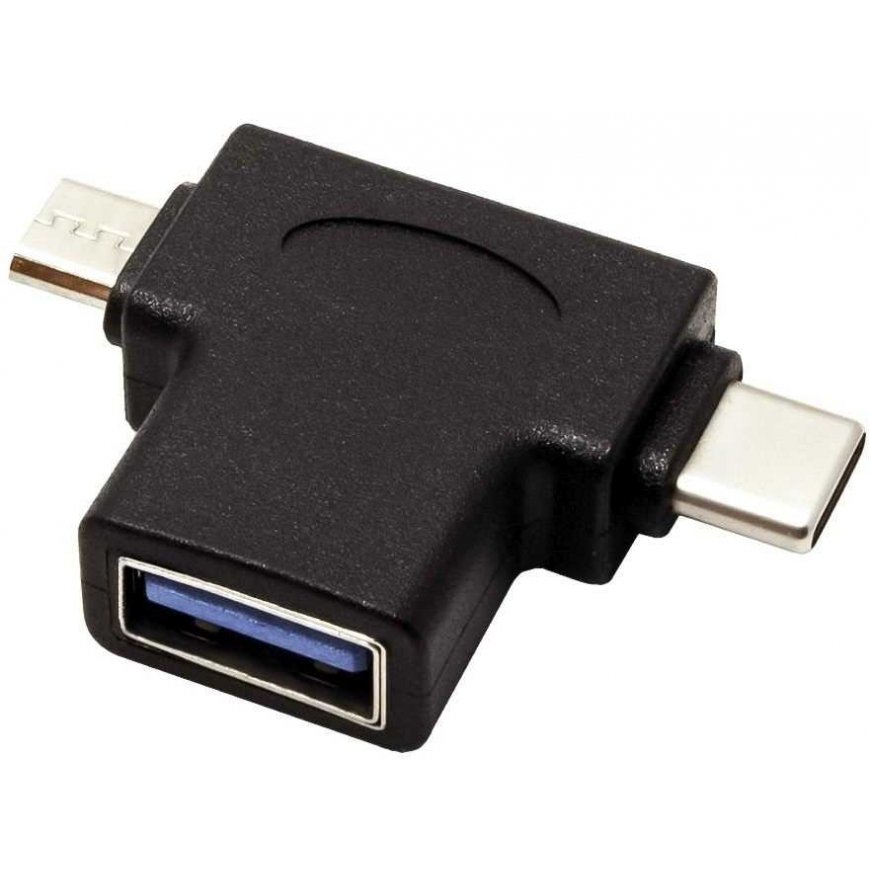 PremiumCord adapter USB3.0 pesa kahel USB-C/kolle + mikro USB B/kolle.