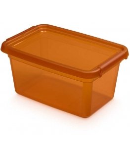Moxom Basestore talpykla su dangčiu ir spaustukais, 19x28x13 cm, 4,5 L ambro spalvos