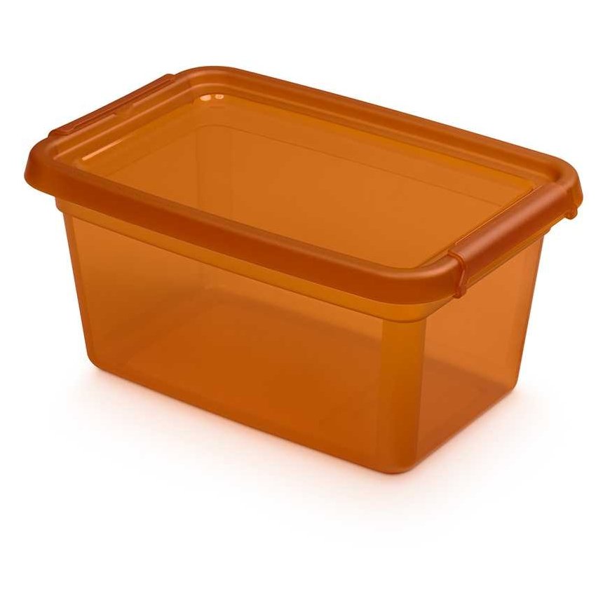 Moxom Basestore container with lid and clips, 19x28x13 cm, 4.5 L amber