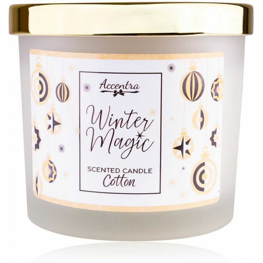 Accentra Kvapioji žvakė WINTER MAGIC 170 g su auksiniu dangteliu (8.5 × 7.5 cm)
