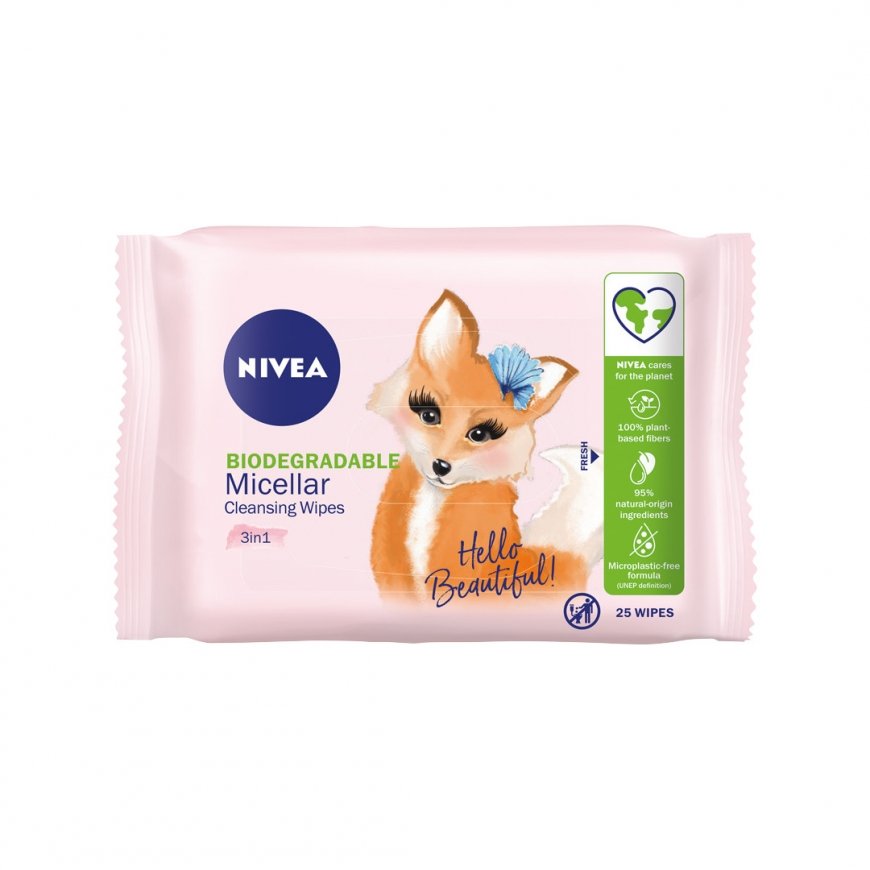 Nivea MicellAir Skin Breathe 3in1 bioloogiliselt lagunevad micellaarse meigi eemaldamise salvrätikud 25 tk. – 2