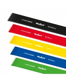 Latex Resistance Bands Set - Mini Band L, 2.3-18.2kg, 5 Bands, Colorful, REBEL ACTIVE
