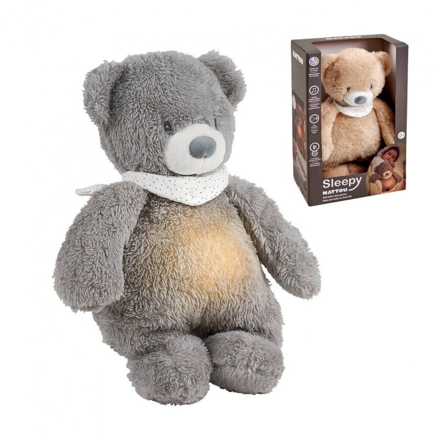 NATTOU Sleepy - cuddly plush toy with a crying sensor 4in1 | Grey Bear – 2