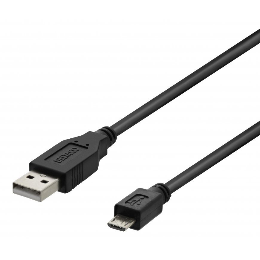 Deltaco MICRO-103 USB kabelis USB 2.0 2 m USB A USB A/Micro-USB B Juoda