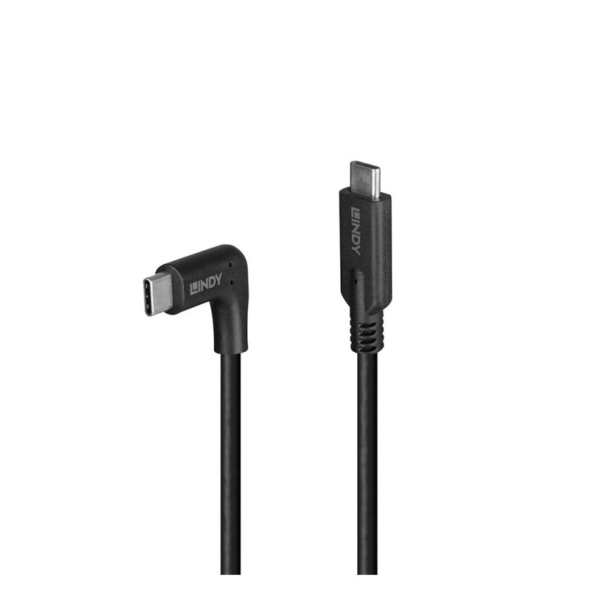 Lindy 1m USB 3.2 Type C Cable, 90° Right Angle, 10Gbps