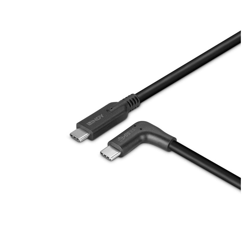 Lindy 1m USB 3.2 Type C Cable, 90° Right Angle, 10Gbps – 5