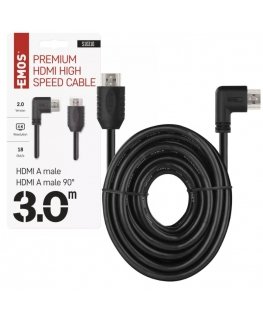 Emos HDMI 2.0 kõrge kiiruskaabel A pesa - A pesa 90° 3 m