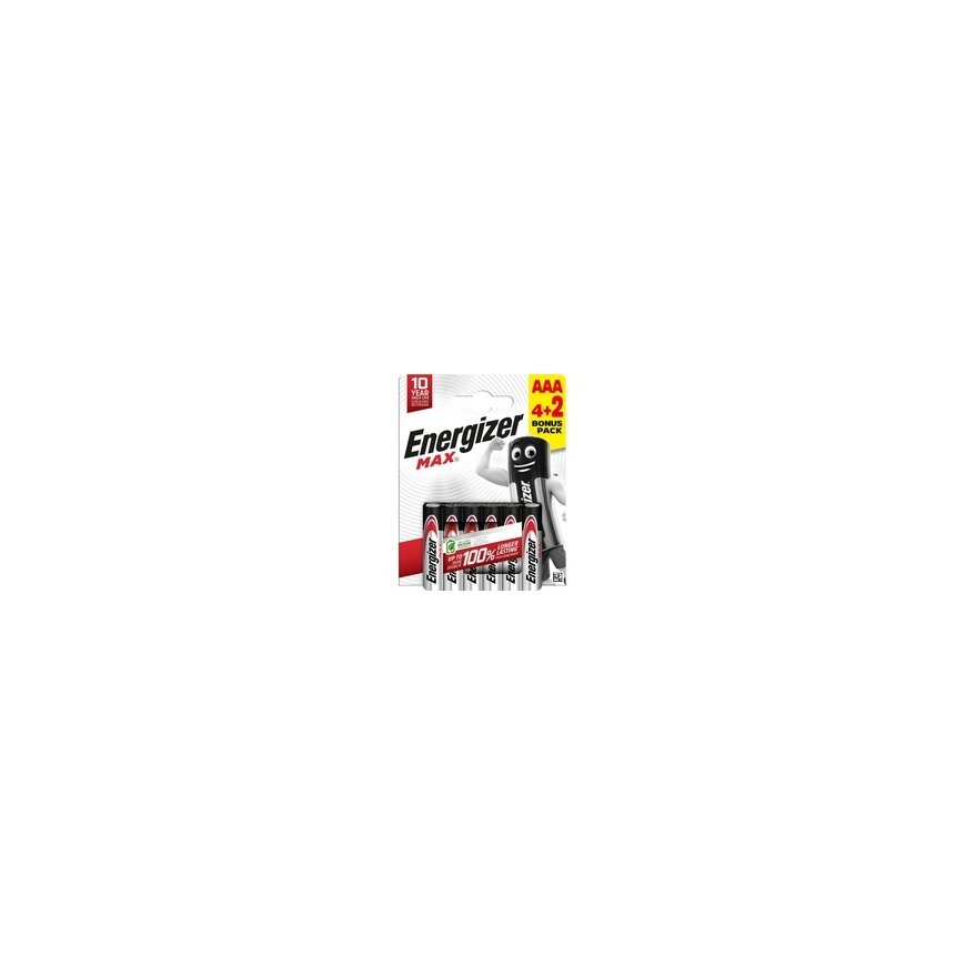 Energizer LR03 (AAA) E92 1.5V 1200mAh Max Battery 6 pieces per pack