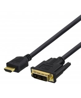 Deltaco 100021 HDMI kabelis 1 m HDMI A tipo (standartinis) DVI-D Juoda