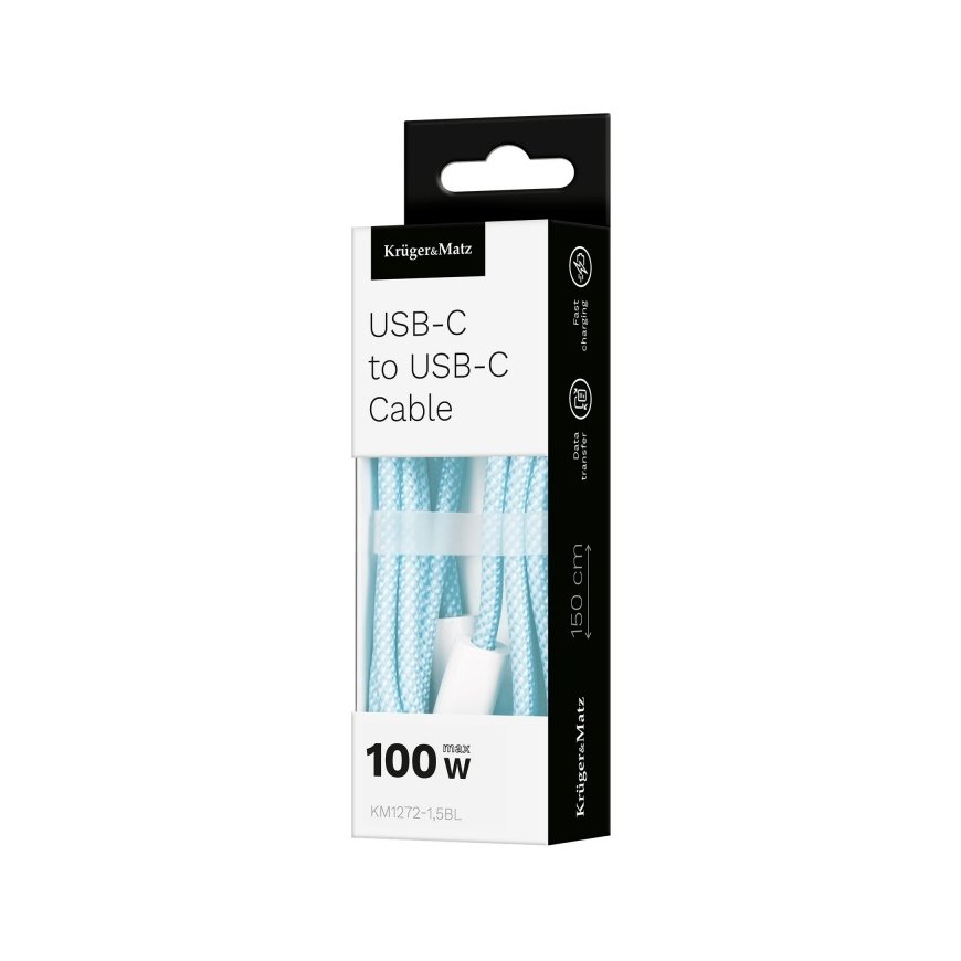 Кабель USB Type-C 100 Вт 1,5 м синий Kruger & Matz Basic – 2