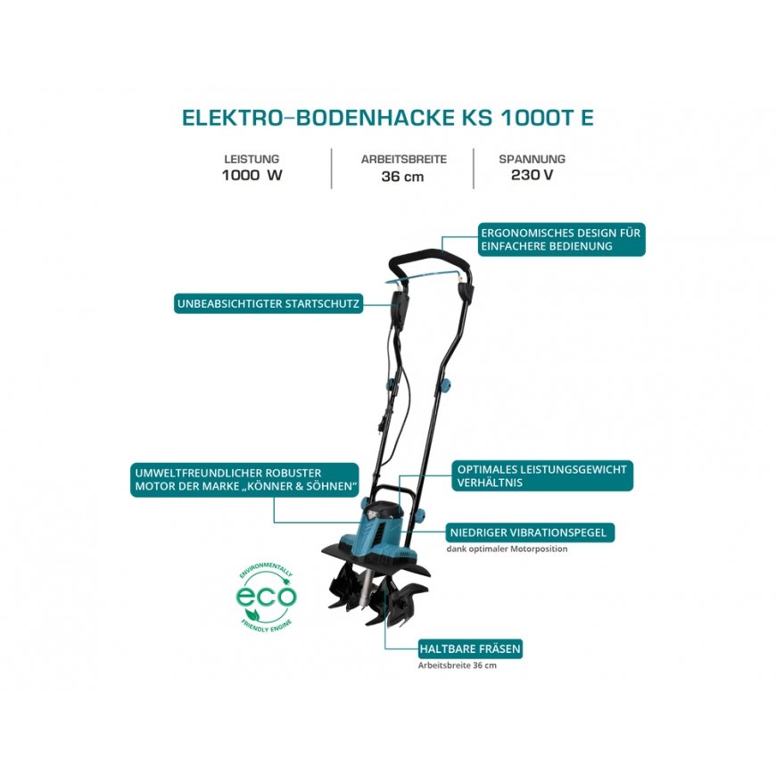 Könner & Söhnen KS 1000T E mini kultivators Elektrisks mini kultivators AC 8 kg – 2