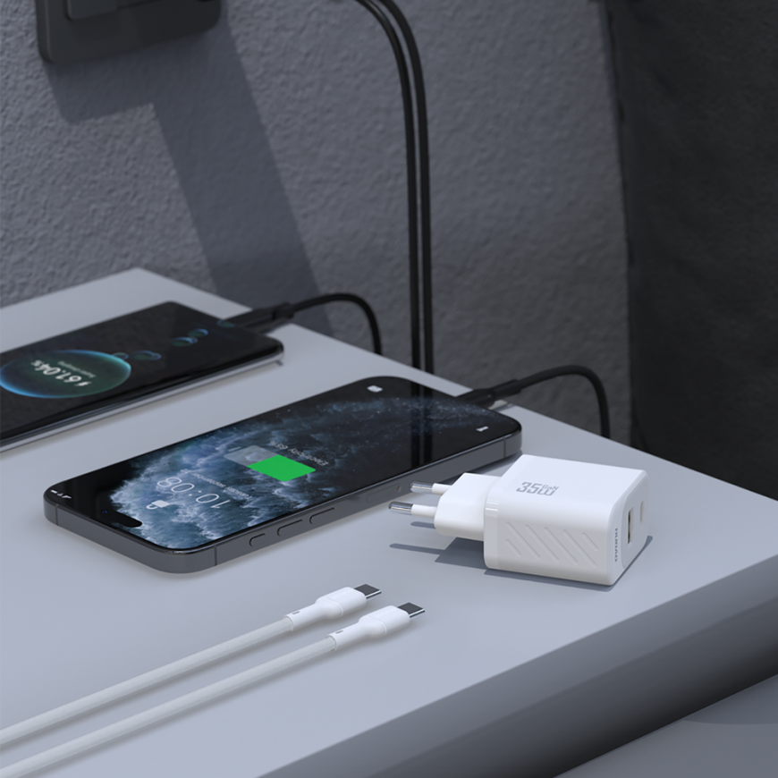 Dudao A27MaxCEU PD QC 35W USB-A USB-C Wall Charger with USB-C Ca – 3