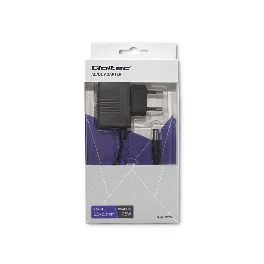 Qoltec 50784 toiteadapter ja vaheldi Hoonesisene 7,5 W – 3