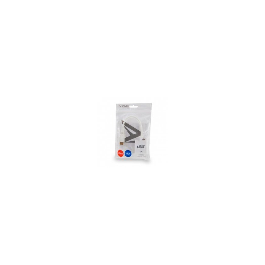Savio CL-27B video kabeļu aksesuārs 0,1 m HDMI Type A (Standard) VGA (D-Sub) Balts – 2