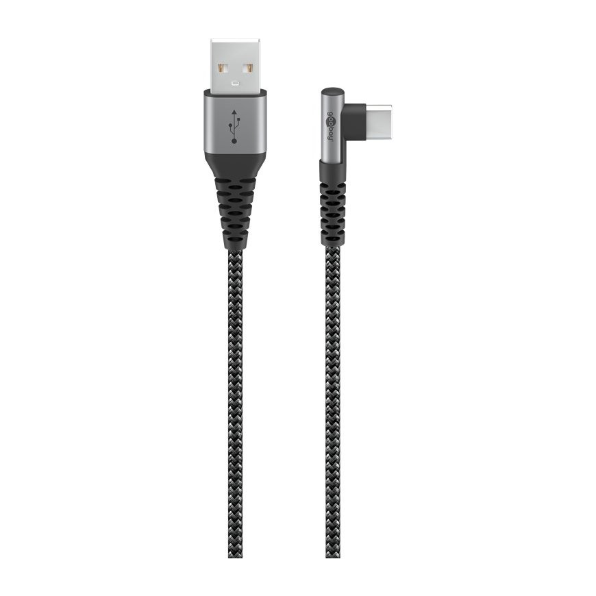 Goobay 64656 USB kabelis USB 2.0 1 m USB C USB A Juoda, Pilka