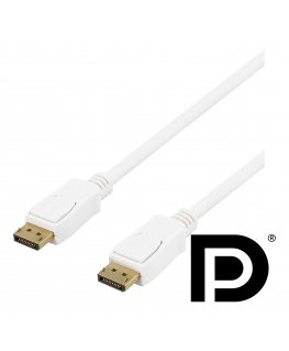 Deltaco DisplayPort-kaapeli, 2m, 4K UHD, DP 1.2, valkoinen