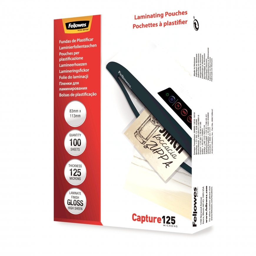 Fellowes Glossy 125 Micron Card Laminating Pouch - 83x113mm – 2